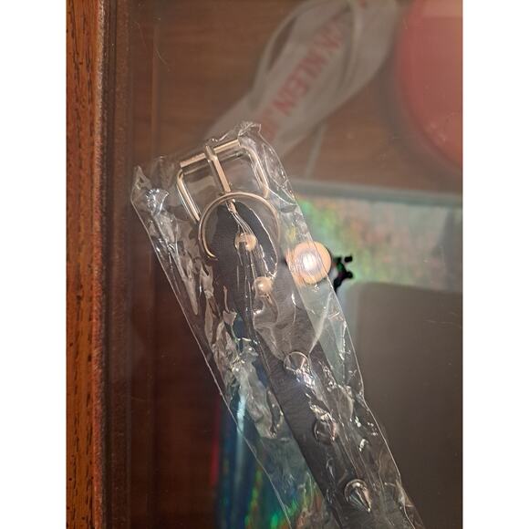 Punk Rocker Black Studded Spike Neck Choker Collar with Small Center Ring Detail - Picture 6 of 7